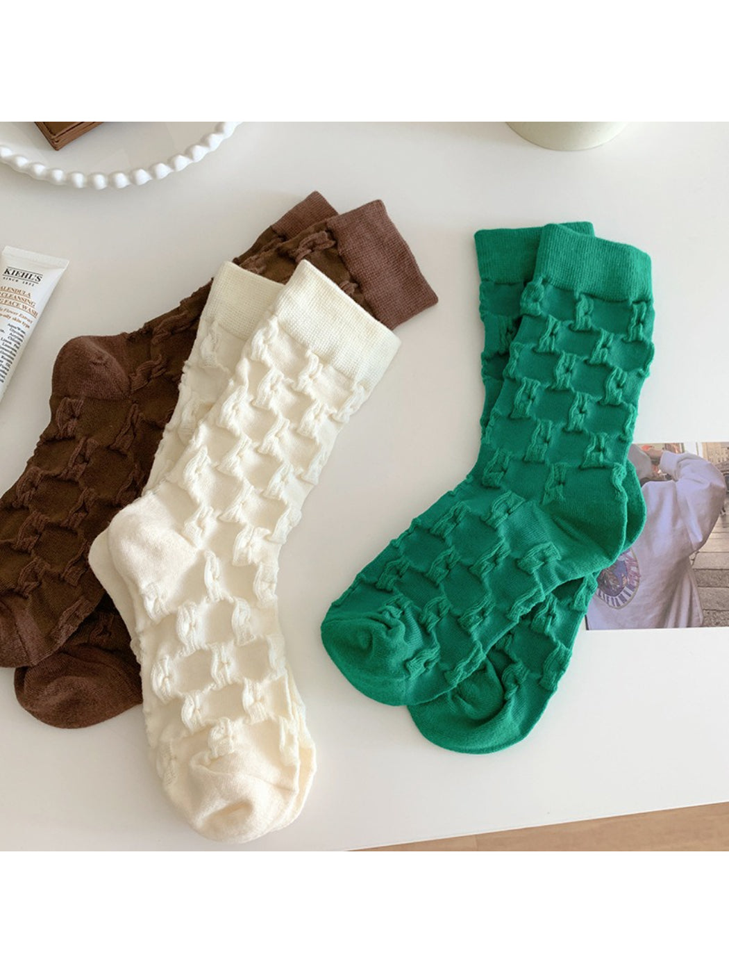 Rufia - Sculpted Texture Crew Socks