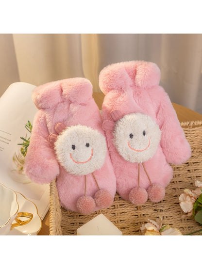 Gloving - Cartoon Smiley Face Plush Winter Mittens