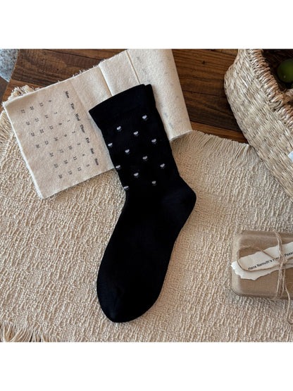 Rufia - Floral Pattern Ribbed Crew Socks