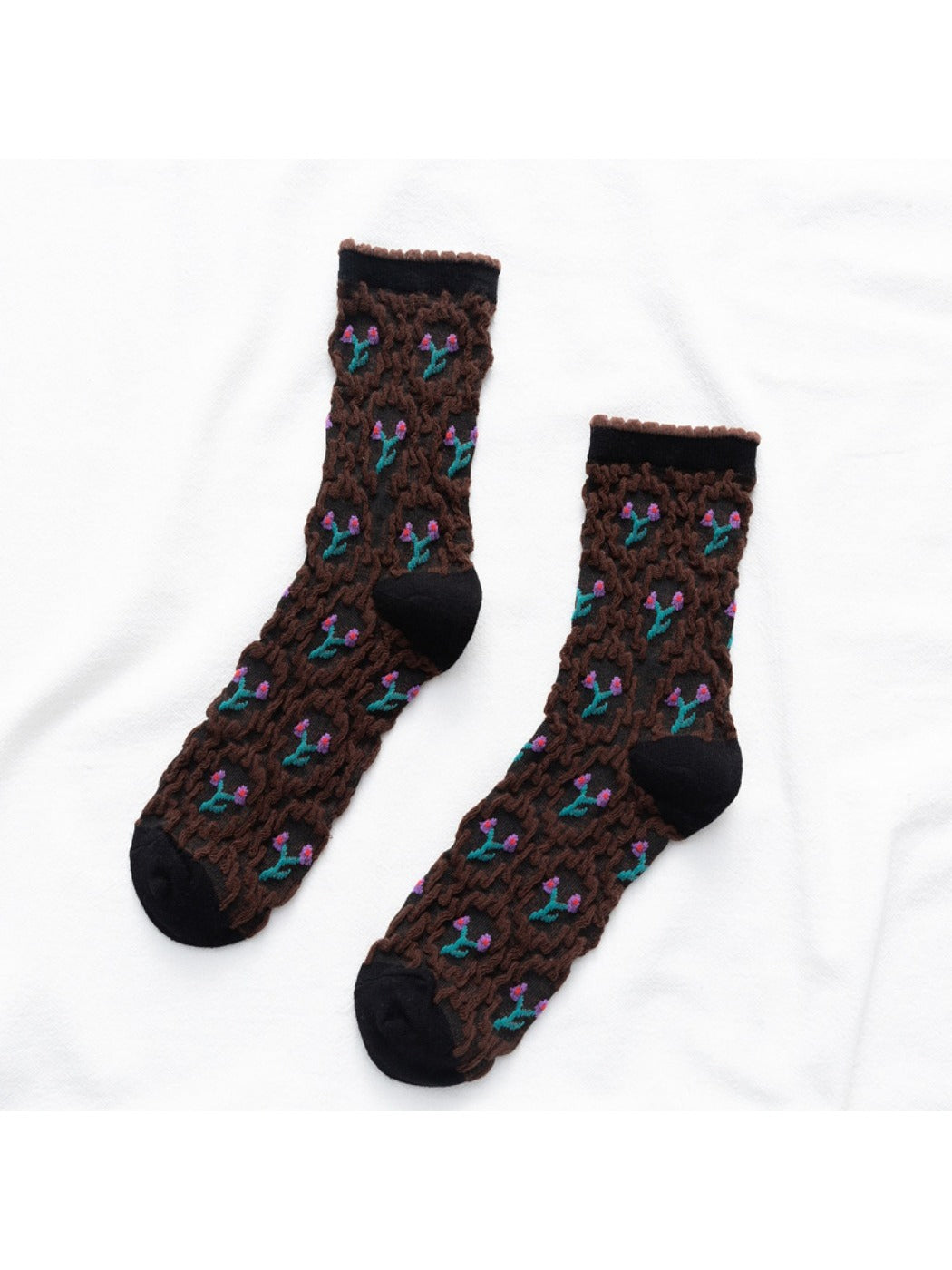 Rufia - Vintage Embroidered Mid-Calf Socks - Soft & Chic