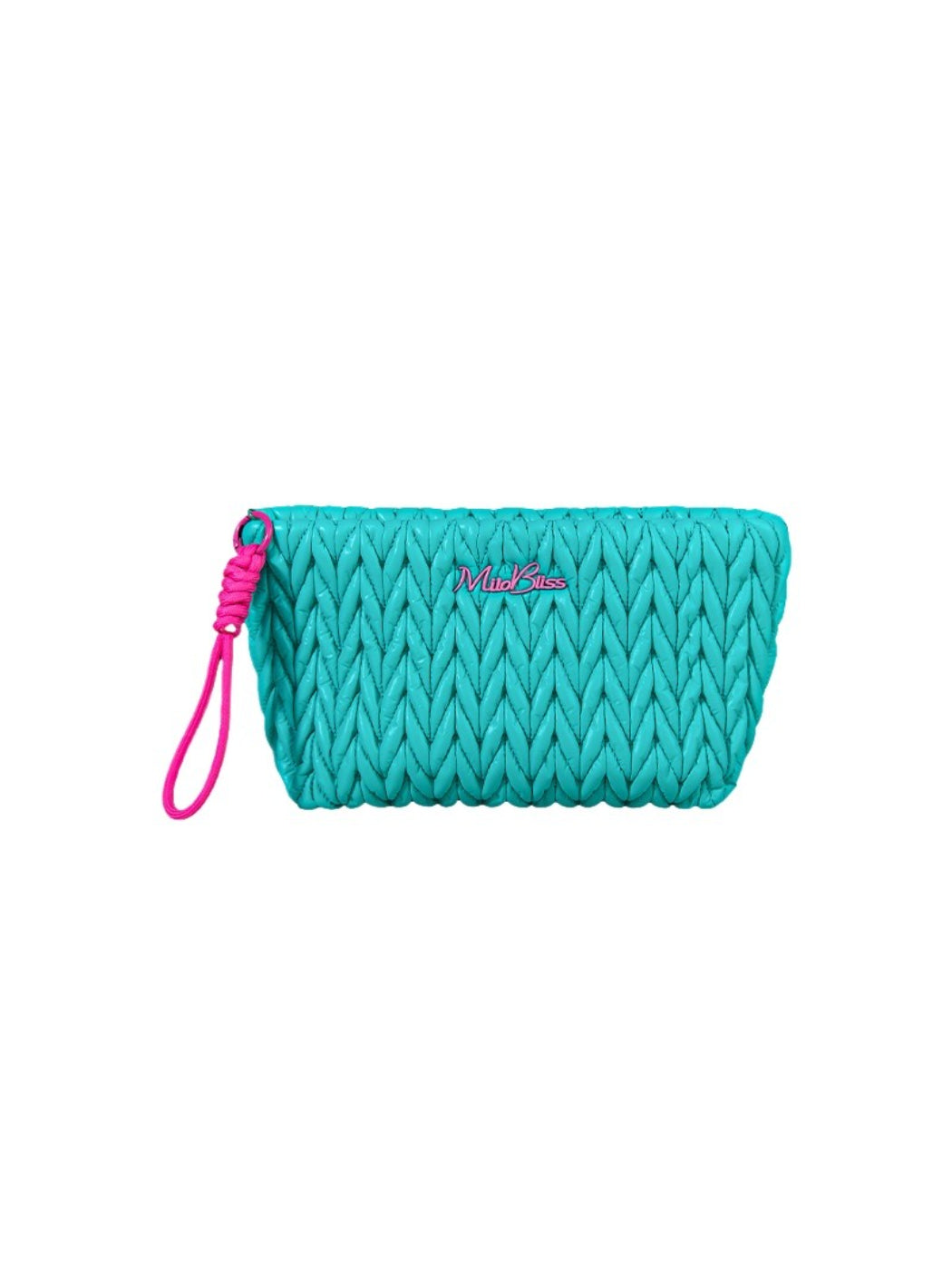 Cosbai - Shiny Quilted Cosmetic Pouch with Wristlet Strap detail view 4