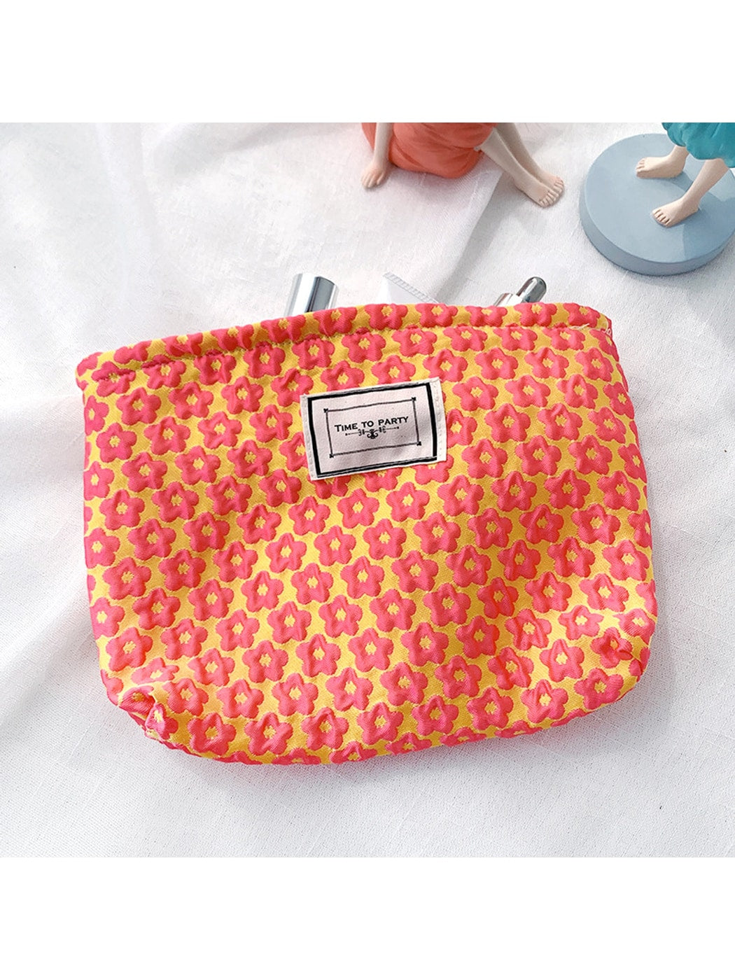 Cosbai - Floral Jacquard Zipper Makeup Storage Bag