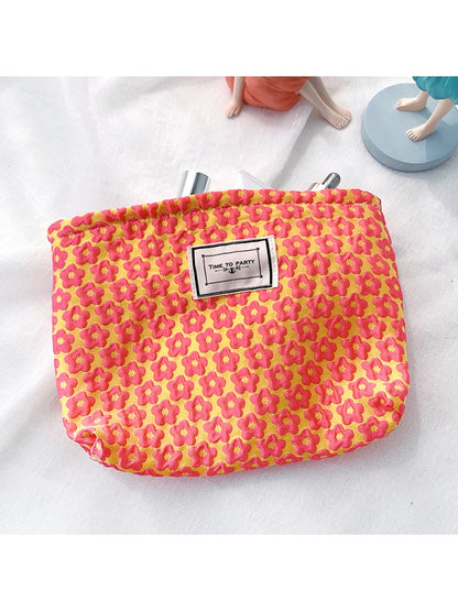 Cosbai - Floral Jacquard Zipper Makeup Storage Bag