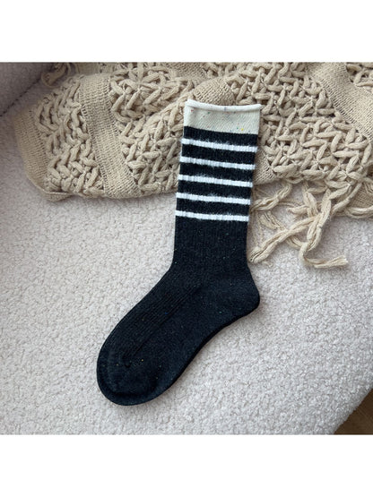 Rufia - Striped Speckled Casual Crew Socks