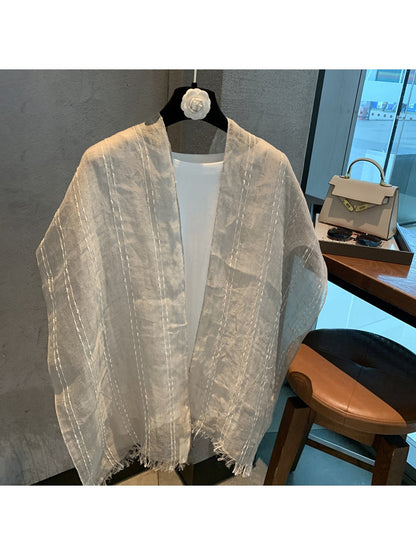 Scarvii - Minimal White Vertical Striped Scarf
