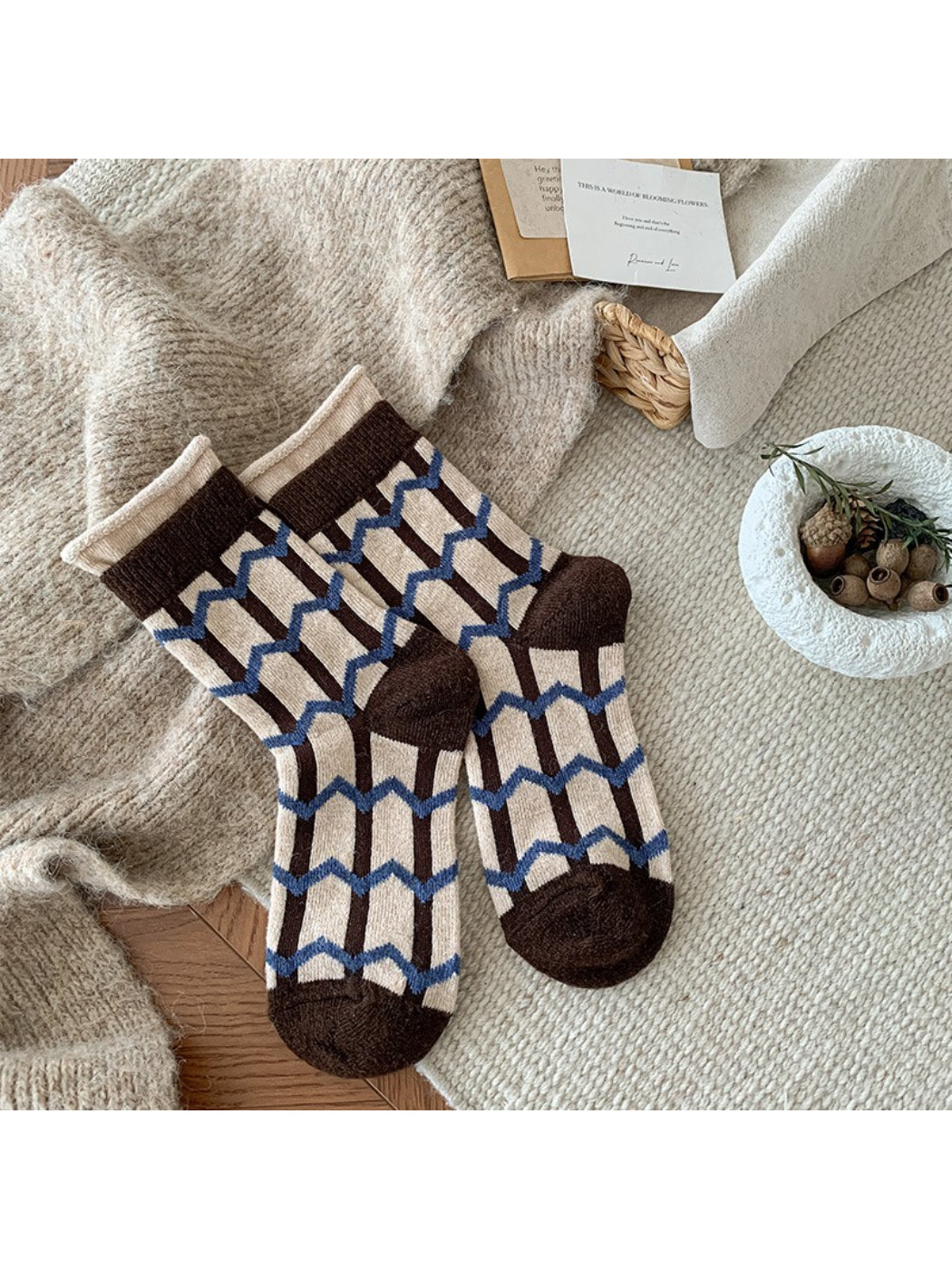 Rufia - Geometric Pattern Crew Socks