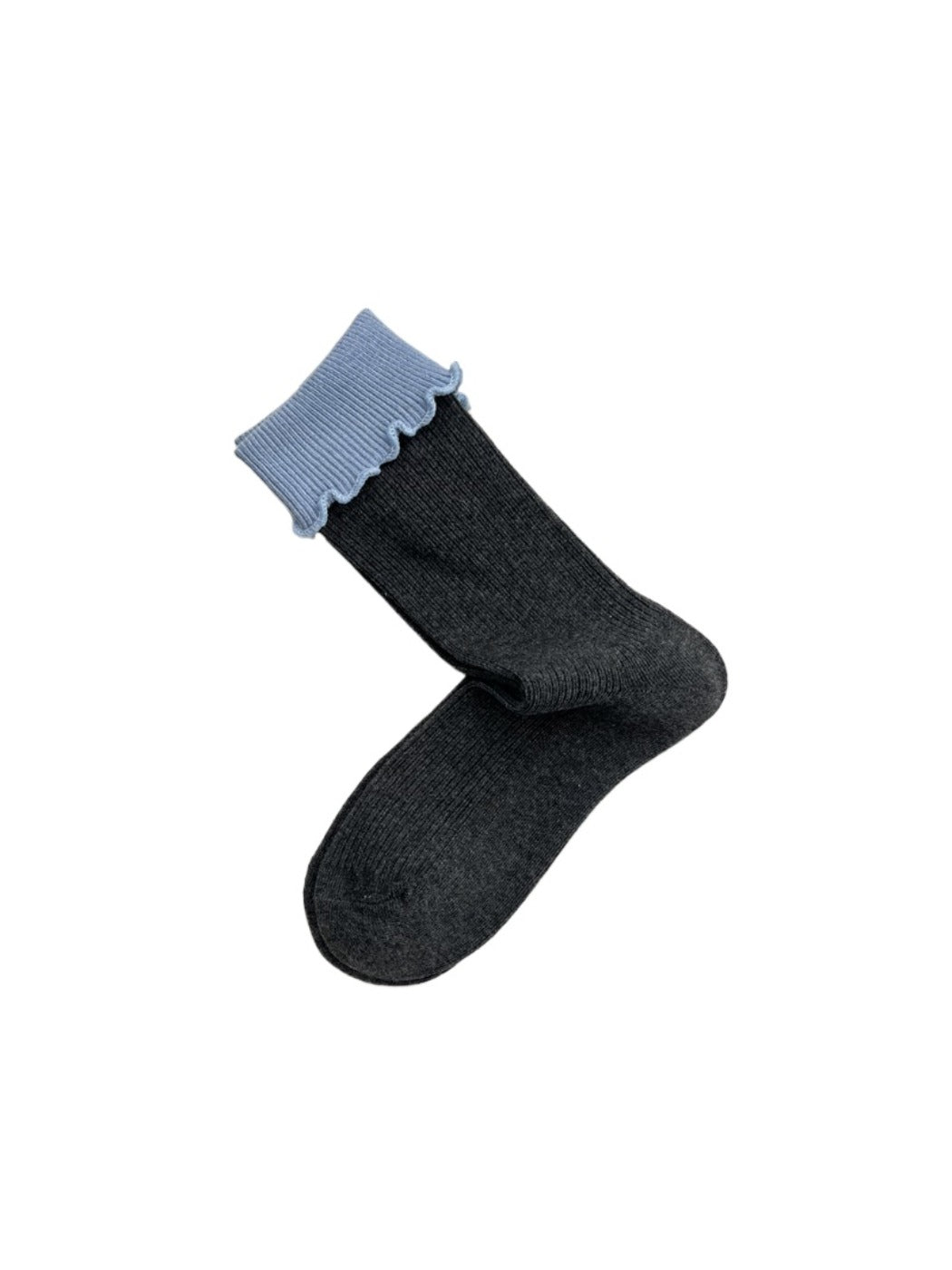 Rufia - Grey Classic Pattern Turn-Cuff Mid-Crew Socks