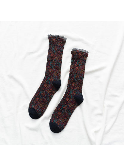 Rufia - Floral Cluster Pattern Crew Socks