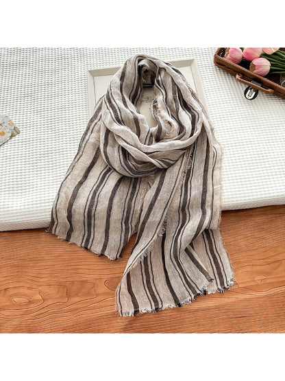 Scarvii - Stripe Fringe Long Scarf