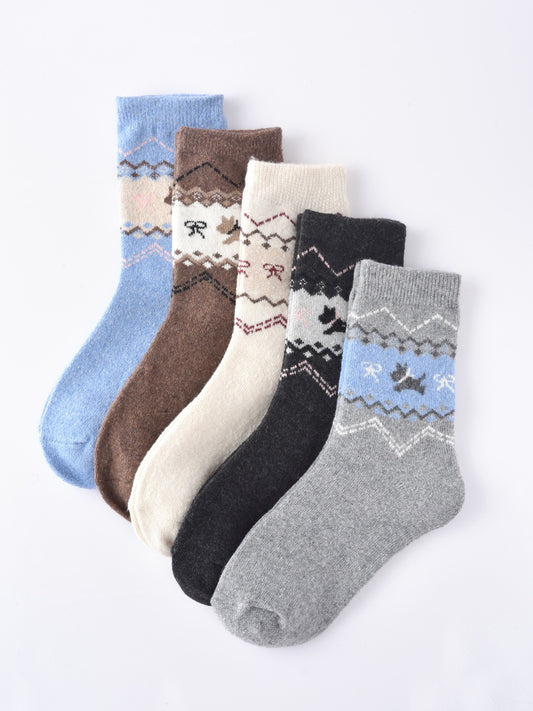 Rufia - Adorable Dog Pattern Thickened Mid-Calf Socks