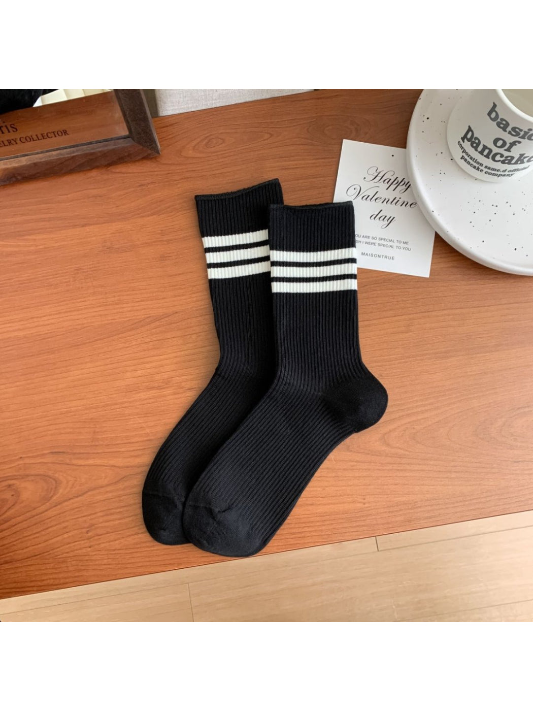 Rufia - Clean Stripe Ribbed Crew Socks