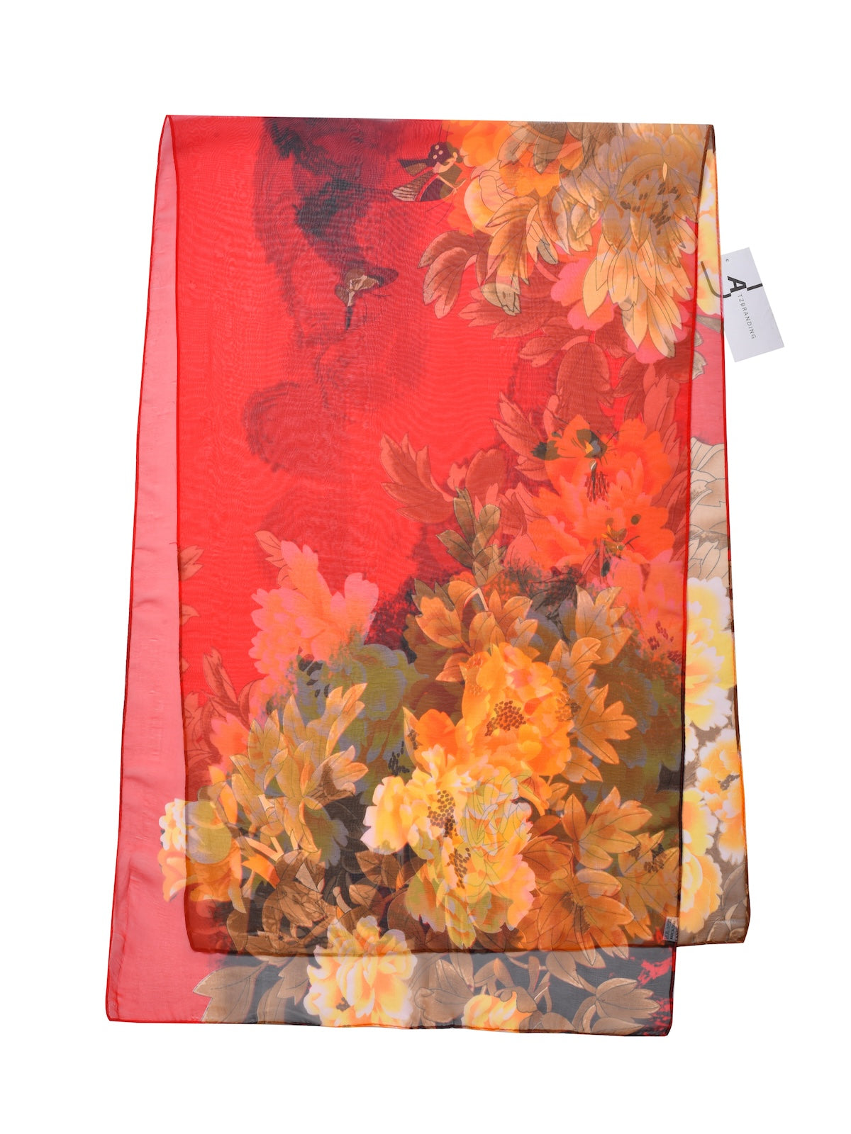 Scarvii - Vibrant Peony Print Scarf - Light & Feminine