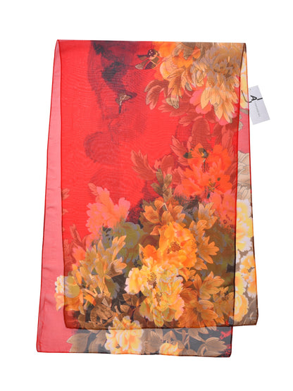 Scarvii - Vibrant Peony Print Scarf - Light & Feminine