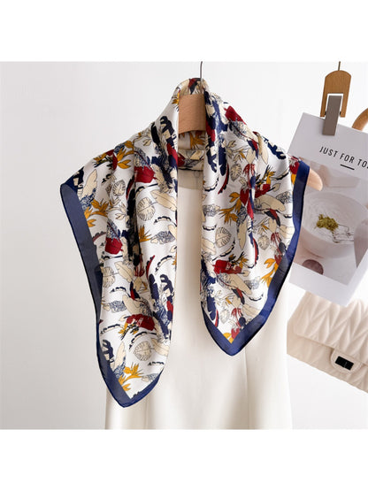 Scarvii - Square Scarf with Feather & Floral Print