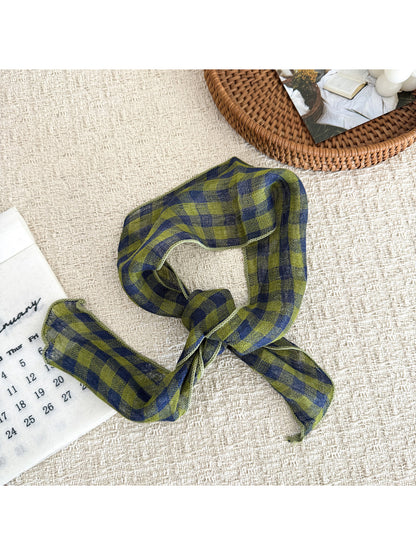 Scarvii - Plaid Sheer Skinny Scarf