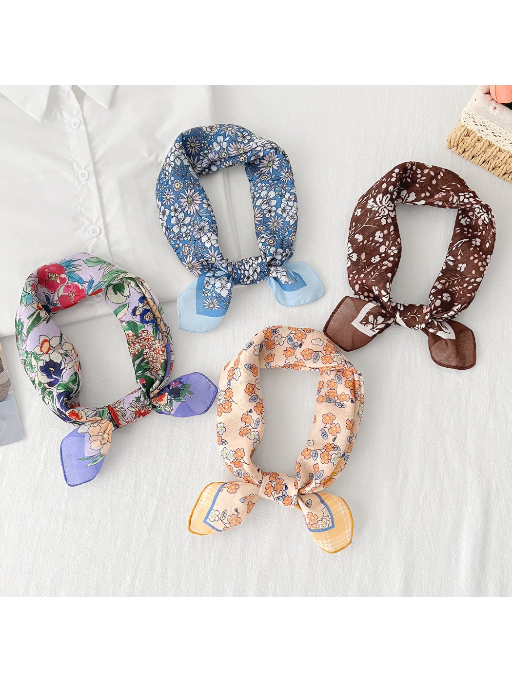 Scarvii Garden Floral Print Square Scarf