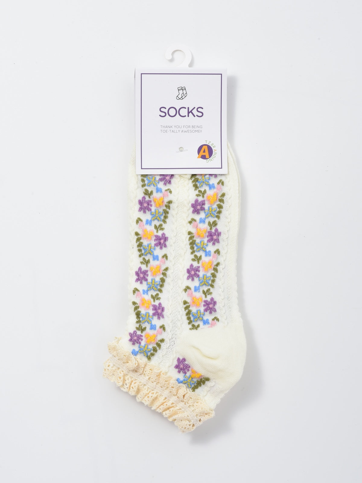 Rufia - Vintage Rolled Edge Floral Ankle Socks