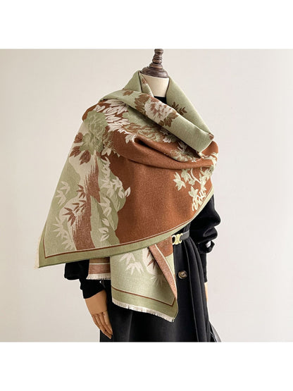 Scarvii - Landscape Floral Fringed Shawl