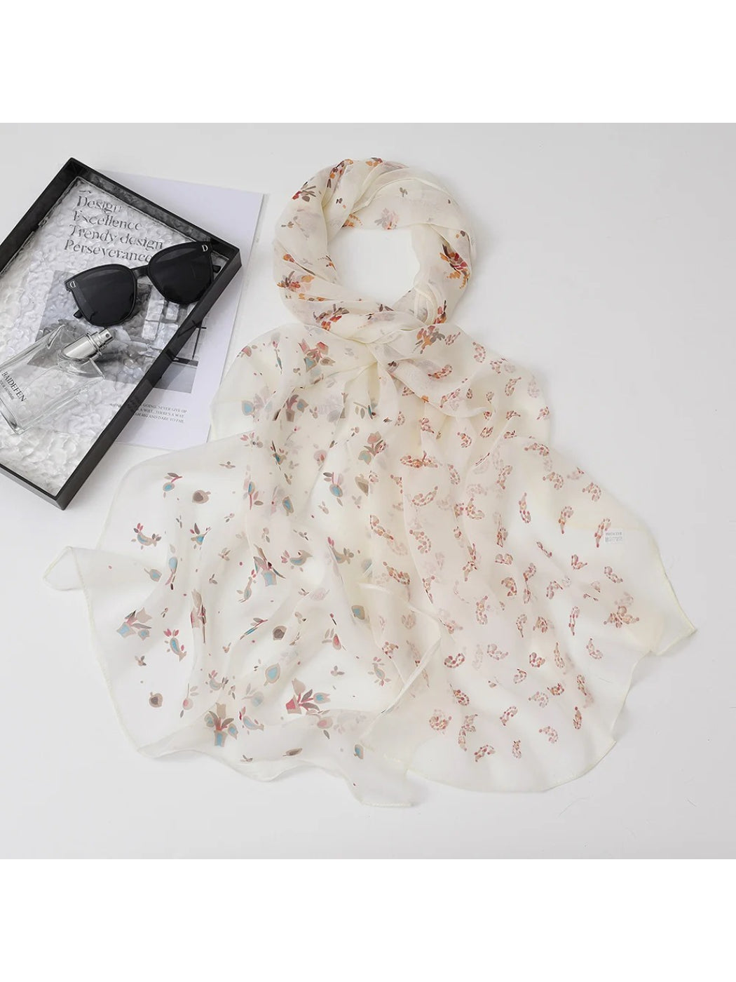 Scarvii - Sheer Floral Long Scarf