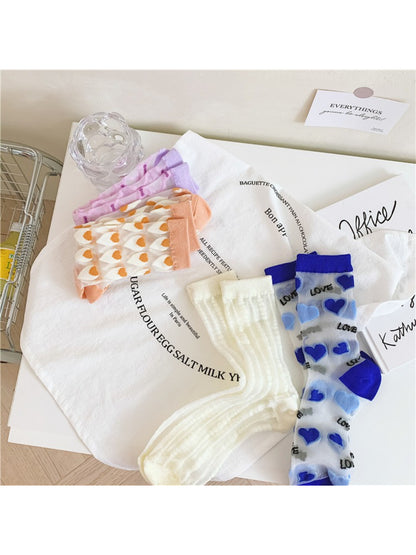 Rufia - Heart Pattern Sheer Socks