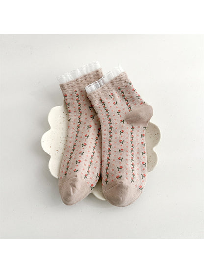 Rufia - Ruffle Floral Casual Ankle Socks