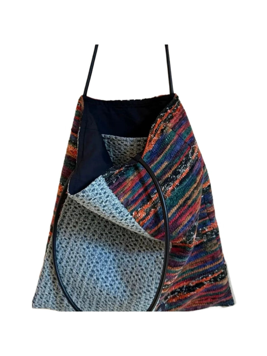 Cosbai - Navy Color-Block Canvas Shoulder Bag