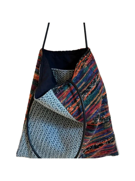 Cosbai - Navy Color-Block Canvas Shoulder Bag