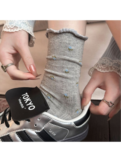 Rufia - Ditsy Floral Ruffle Crew Socks