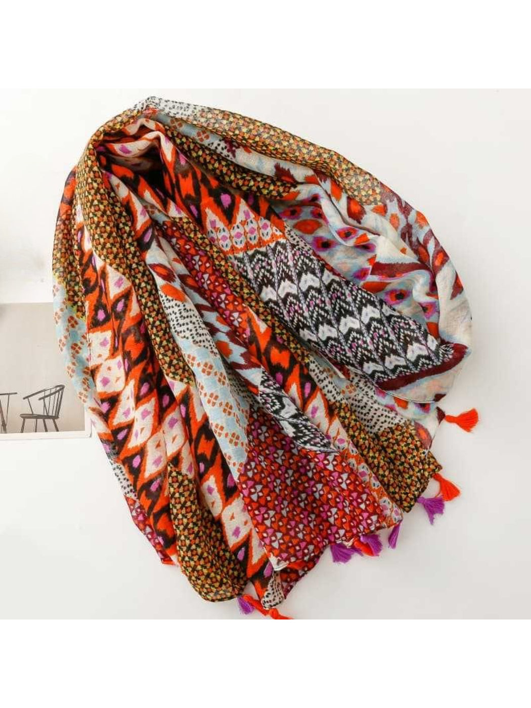 Scarvii - Graphic Patchwork Pattern Soft Scarf