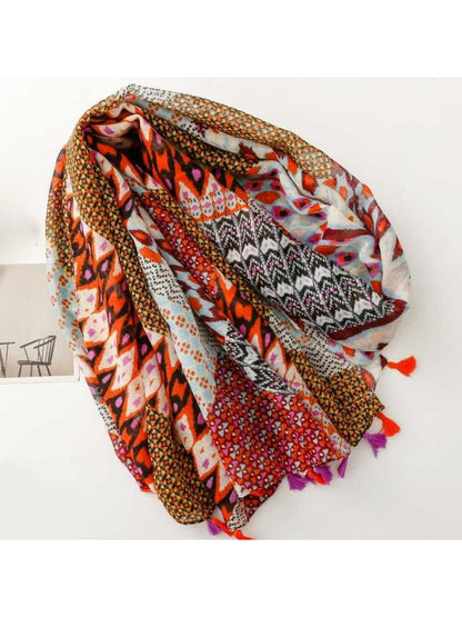 Scarvii - Graphic Patchwork Pattern Soft Scarf
