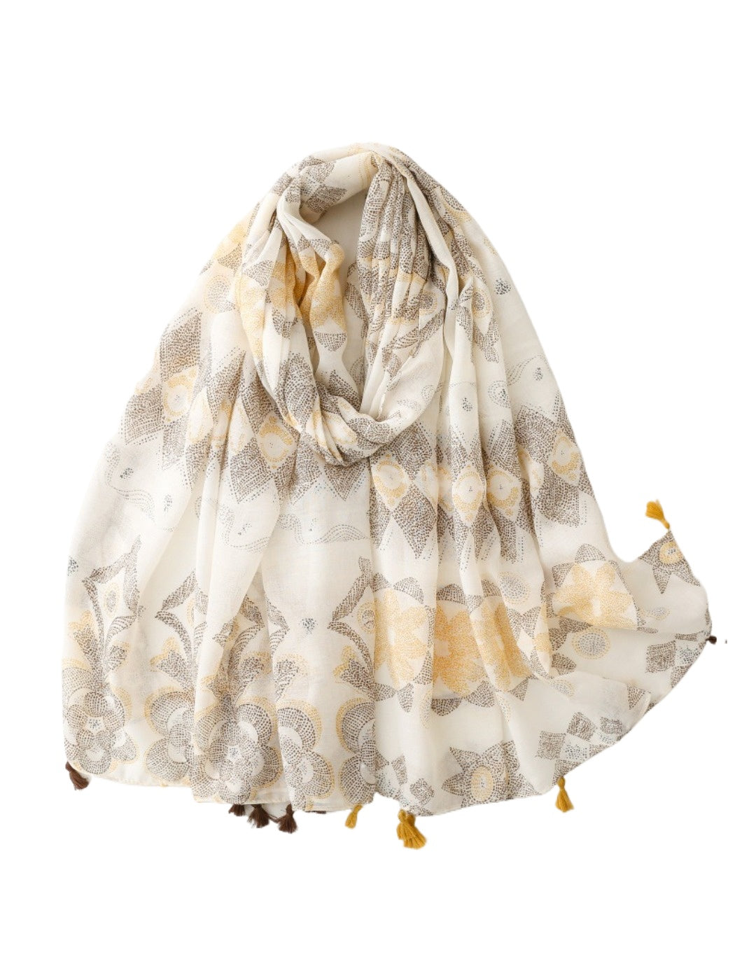 Scarvii - Bohemian Travel Scarf with Hexagon Floral Print