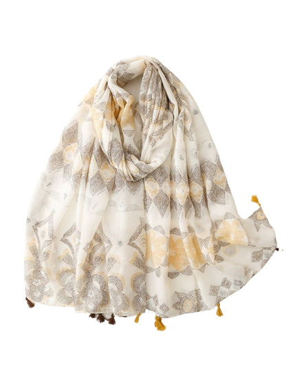 Scarvii - Bohemian Travel Scarf with Hexagon Floral Print