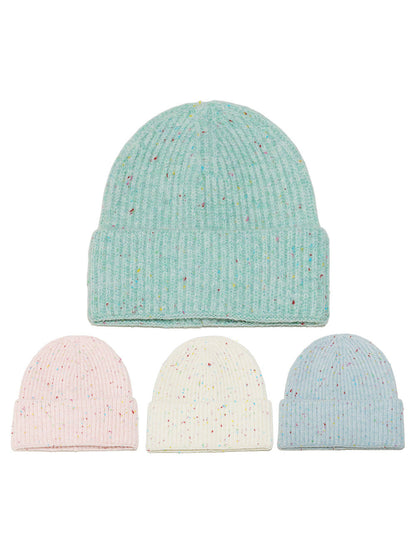 Haila Speckled Ribbed Knit Beanie