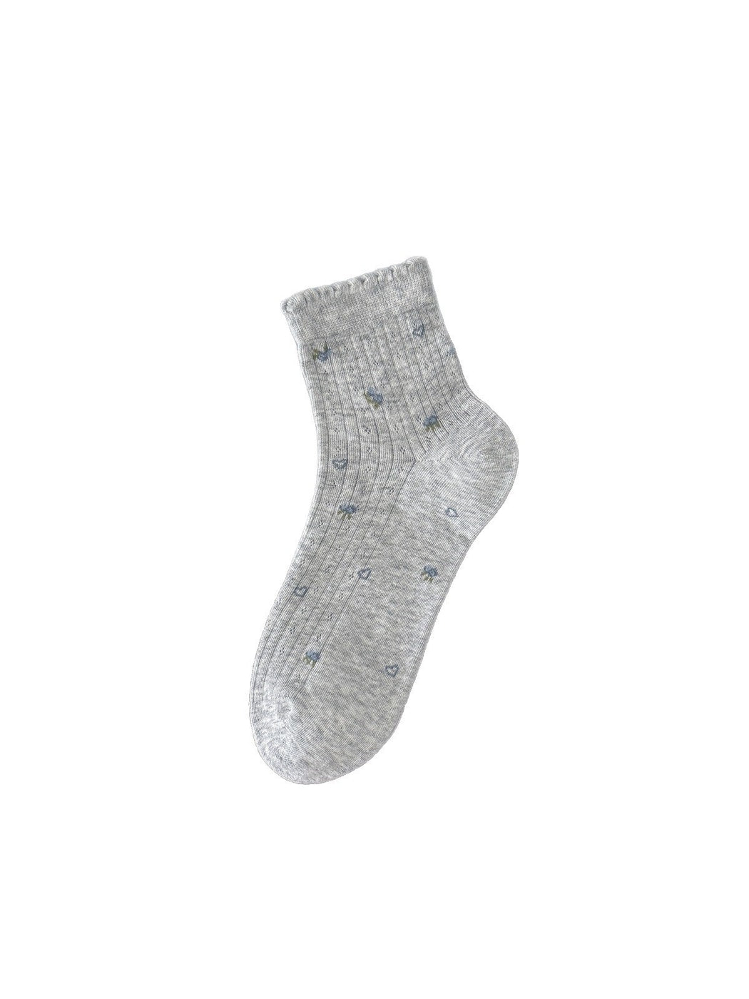 Rufia - Sweet Floral and Heart Print Crew Socks