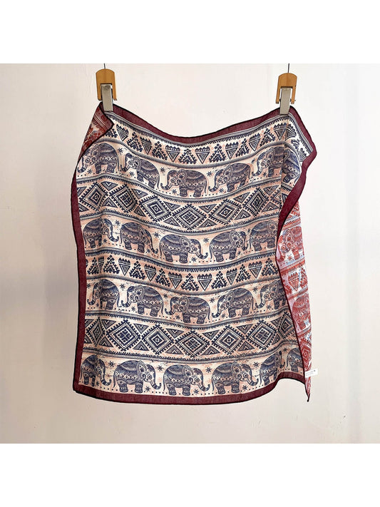 Scarvii - Elephant Print Boho Style Square Scarf