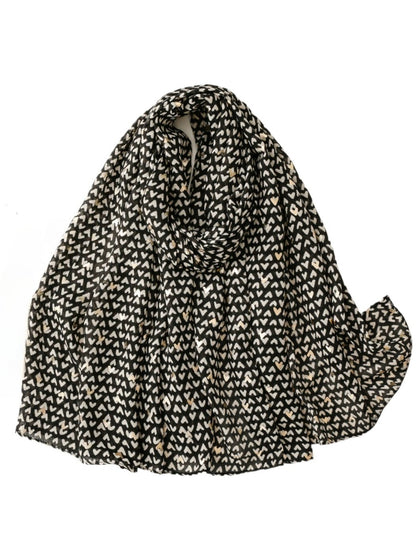 Scarvii - Winter Scarf with Gold Foil Heart Print