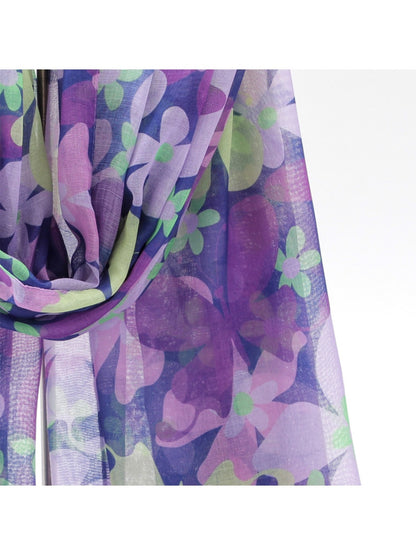 Scarvii - Purple Butterfly Print Women’s Scarf