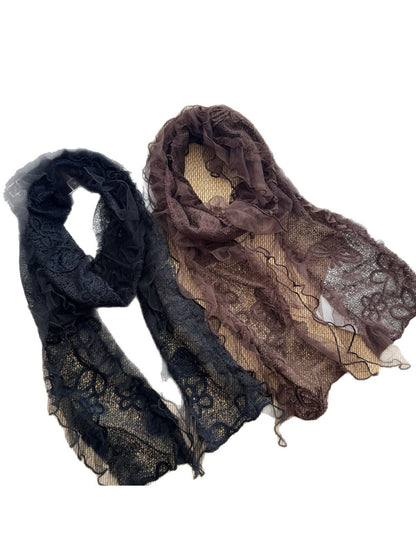 Scarvii - Ruffled Mesh Long Scarf