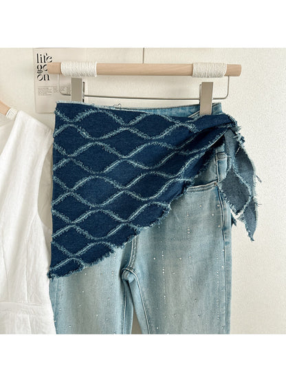 Scarvii - Denim Style Quilted Triangle Scarf