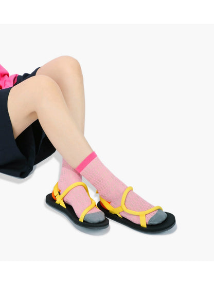 Rufia - Sheer Shell Mesh Colorblock Ankle Socks