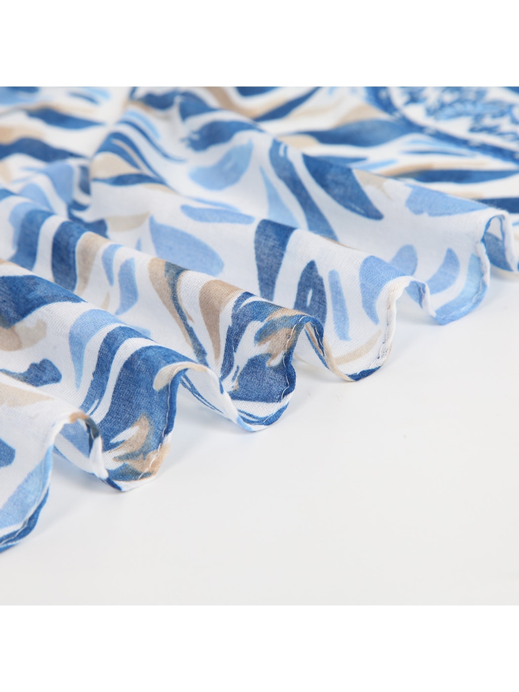 Scarvii - Layered Leaf Print Wrap Style Long Scarf