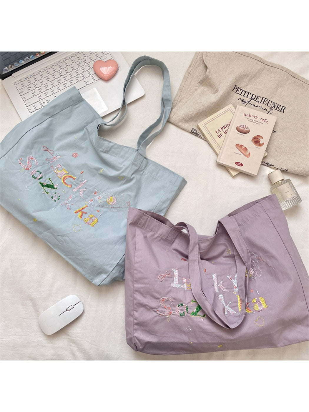 Cosbai - Colorful Embroidery Everyday Tote
