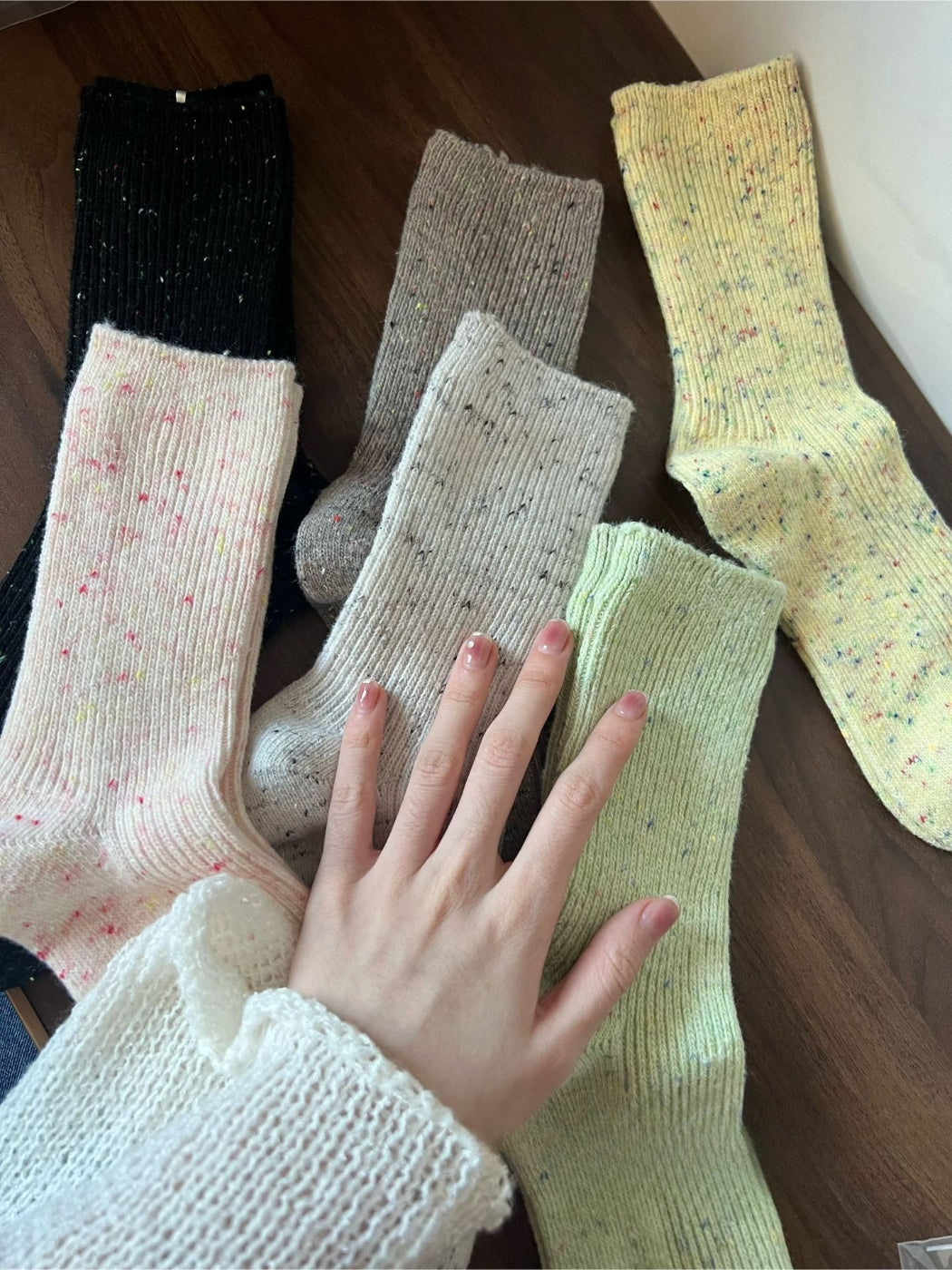 Rufia - Speckled Rib Knit Crew Socks