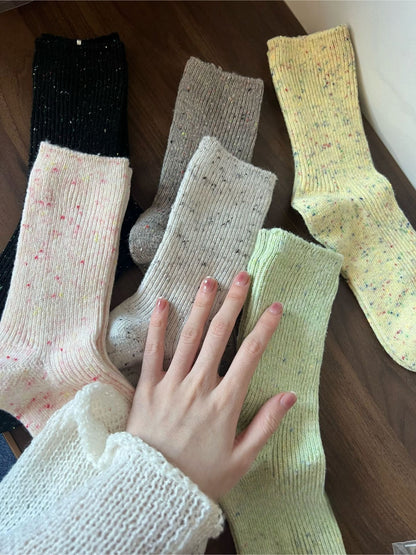 Rufia - Speckled Rib Knit Crew Socks