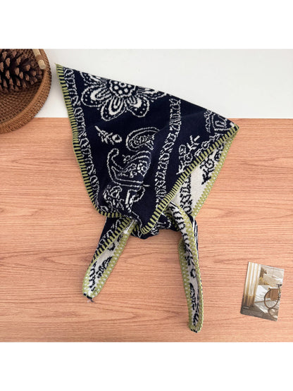 Scarvii - Paisley Pattern Knit Triangle Scarf