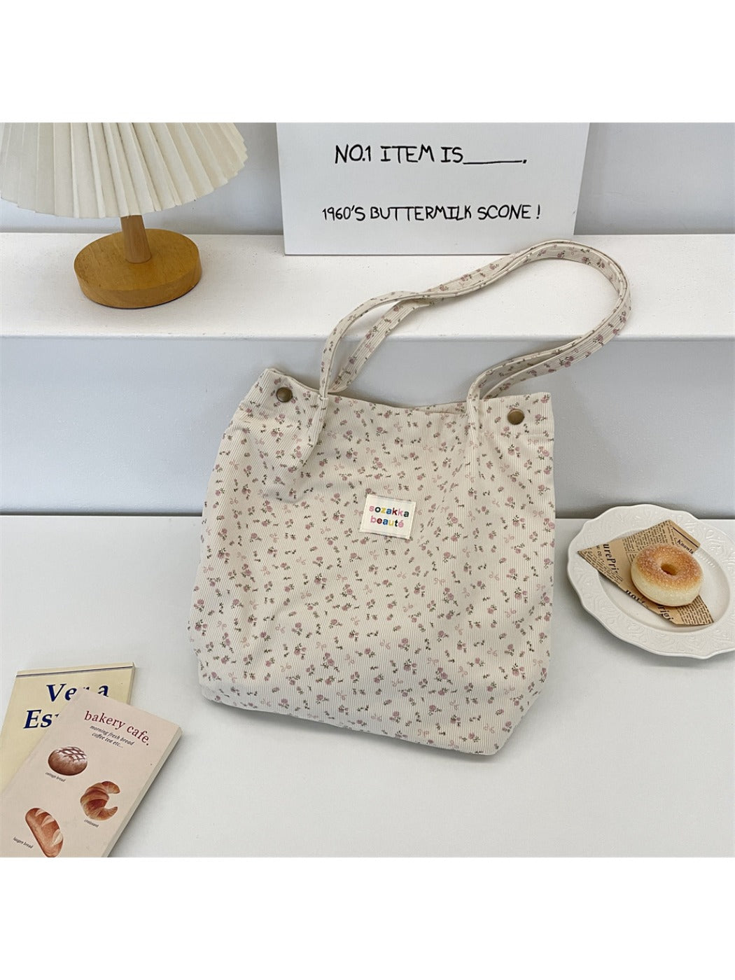Cosbai - Floral Print Tote Shoulder Bag