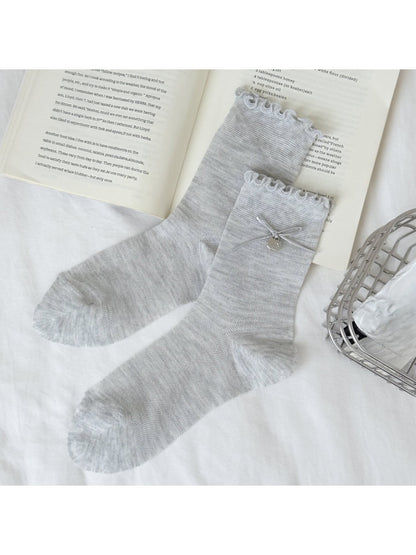 Rufia - Muted Bow Ruffle Crew Socks