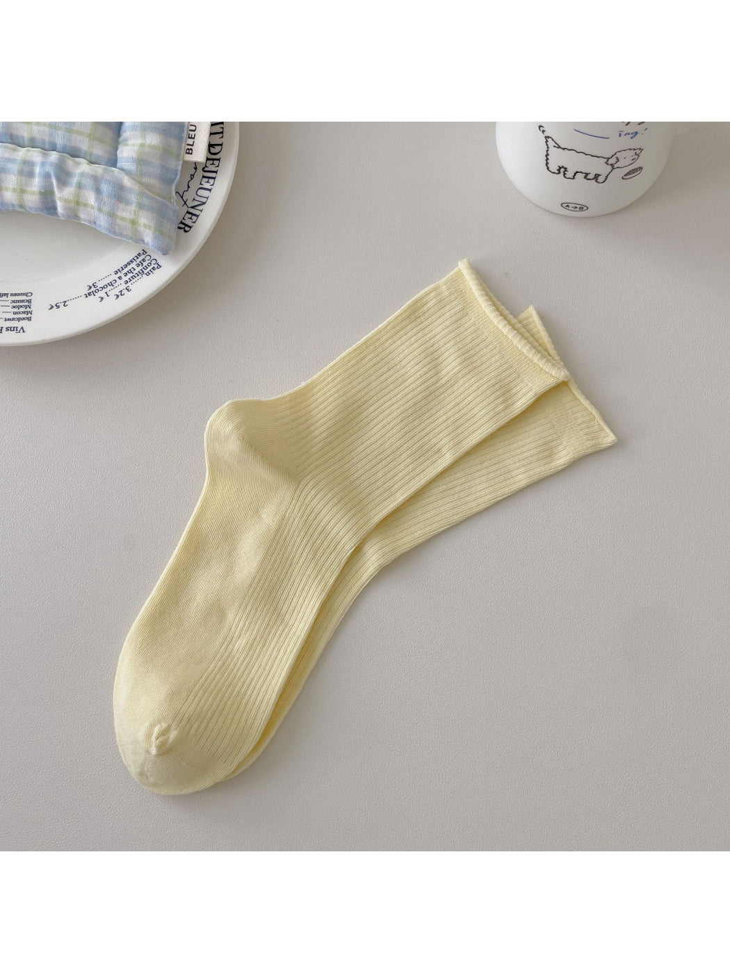 Rufia Rolled Edge Stripe Mid Calf Socks color options