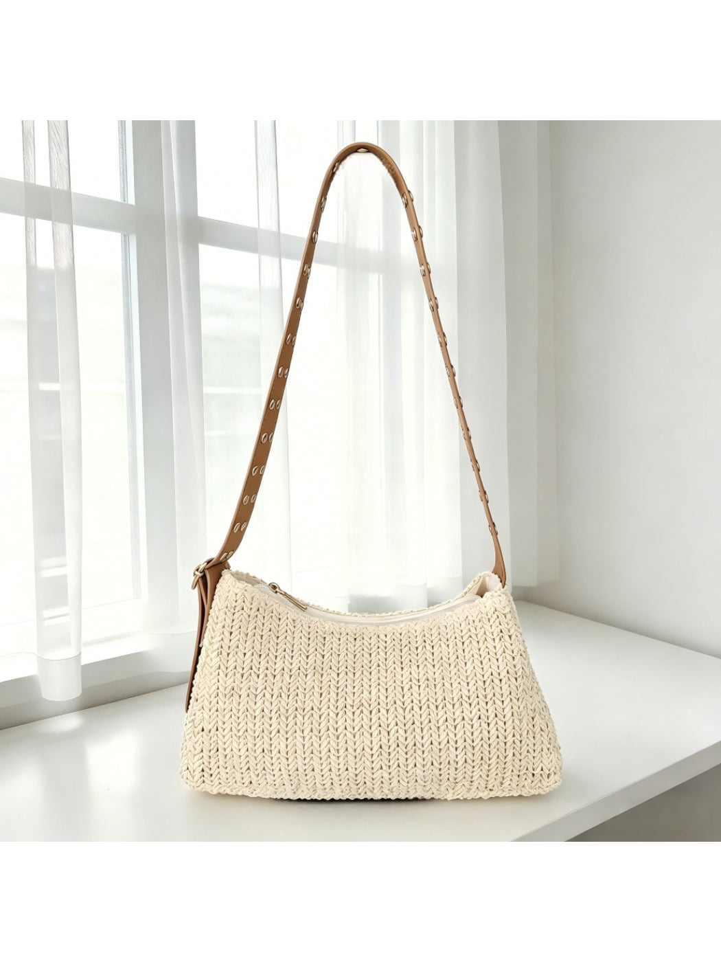 Cosbai - Studded Strap Crochet Shoulder Bag - image 2
