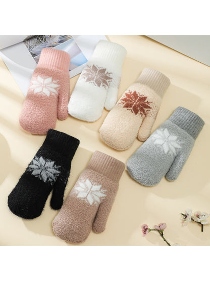Gloving - Snowflake Fluffy Knit Women's Mittens